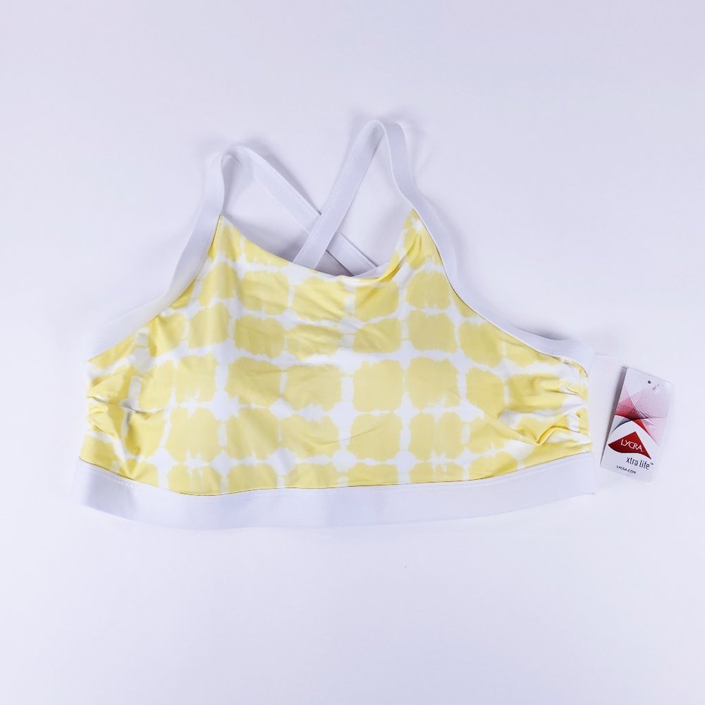 New Lands' End X Back Bikini Top Pineapple Bliss White Tie Dye 523991 Size 18W